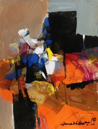 Mashkoor Raza, 12 x 16 Inch, Oil on Canvas, Abstract Painting, AC-MR-181